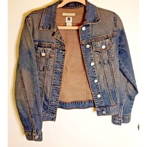 GAP  4 Way STRETCH Blue Jean Jacket XS #54023 DISTRESSED PREOWNED DENIM Y2K